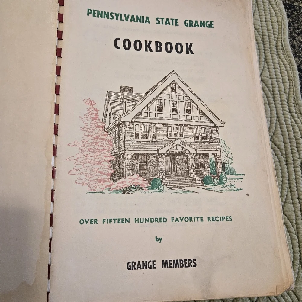 Vintage (1972) Grange Pennsylvania State Cookbook 536 Pages Over 1500 Recipes